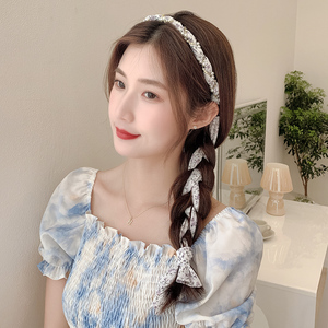 碎花发箍带飘带夏季薄款法式头箍丝巾发带女绑发丝带发卡仙女发饰