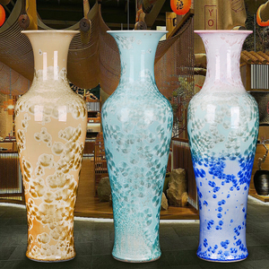 景德镇陶瓷结晶釉1米落地大花瓶居家客厅装饰现代大号礼品大摆件