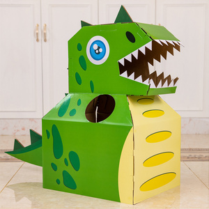 儿童变形金刚纸盒衣服手工制作diy玩具网红纸箱恐龙纸壳模型可穿