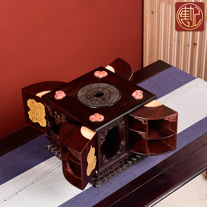 小叶紫檀木首饰盒复古红木文玩珠宝收藏故宫乾隆款复刻百宝机关盒