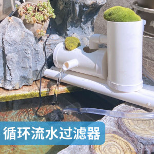 小圆形鱼缸氧气泵过滤器外置净水循环流水一体小型圆筒专用三合一