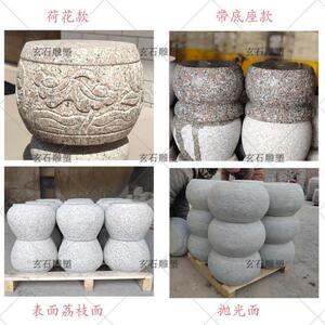 石雕石墩子石鼓实心花岗岩柱墩仿古青石鼓墩柱顶石空心石柱脚圆墩