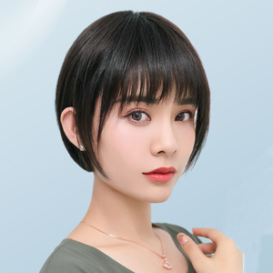 假发女短发夏季真人发丝发套真发全头套自然假头发b0b0头
