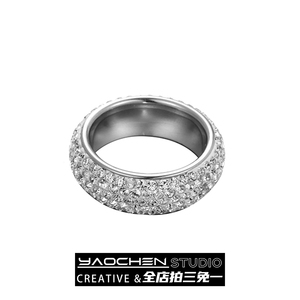 欧美街头满钻钛钢戒指ins小众设计潮嘻哈时尚个性单身食指指环