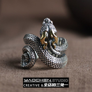 小众设计蛇形戒指男潮轻奢个性霸气蛟龙蛇指环单身戒复古饰品