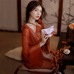 花魁艺妓 鸾凤肚兜情绪内衣红纱裳古风内衣床上诱惑挑逗私房女装