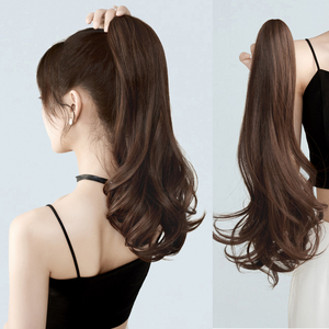 马尾假发女绑带式高马尾超轻韩式微卷长卷发抓夹网红可扎辫子长发