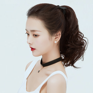 假发马尾女绑带式黑色梨花大波浪短马尾卷发自然仿真发轻便扎辫子