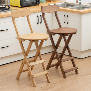 折叠高凳高脚凳子实木靠背椅便携式马扎凳家用省空间餐椅吧台椅子