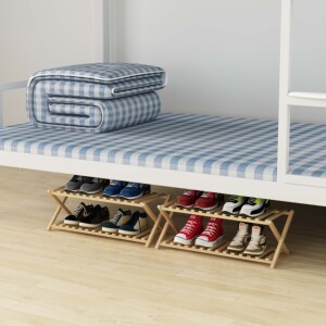 鞋架宿舍小型床底迷你小鞋架免安装寝室大学生用可折叠两层经济型