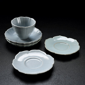 文创 汝窑开片茶杯杯垫高档功夫茶具杯托 陶瓷茶具配件盏托小茶碟