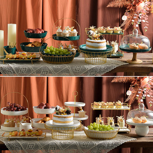 0010人付款淘宝欧式甜品台摆件展示架生日铁艺蛋糕架冷餐茶歇摆台下午