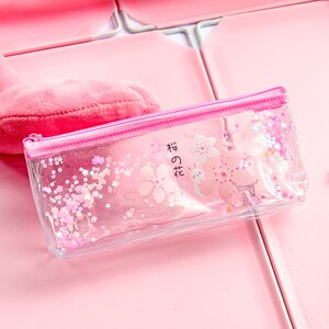 新韩版大容量透明笔袋创意中女生流沙袋油笔入网红学生文具盒文.