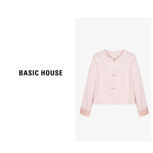 Basic House/百家好新中式盘扣外套女春季轻国风刺绣长袖短款上衣