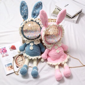 diy钩针编织毛线包包材料包兔子亚克力双肩包无聊手作解闷手工