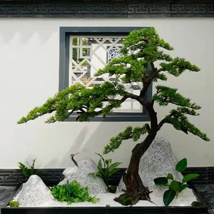 仿真松树迎客松罗汉松假松树商场酒店造型美人落地花艺庭院装饰