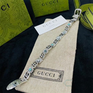 gucci/古驰 21新款双g字母雏菊手环男女同款蓝色宝石情侣手链手镯