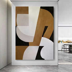 大芬村客厅玄关纯手绘油画装饰画色块拼接几何艺术肌理画竖版挂画