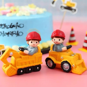 包邮树脂网红工程车蛋糕装饰摆件卡通挖土机推土机儿童周岁生日