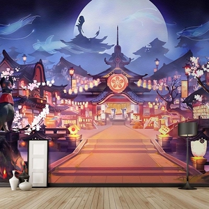 定制日式阴阳师和风壁纸日本动漫墙纸壁画居酒屋料理店装修背景墙