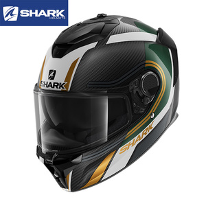 法国shark鲨鱼摩托车头盔斯巴达gt碳纤维双镜片防雾全盔男女四季