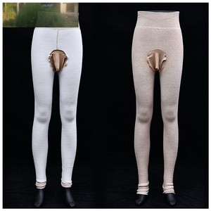 580克冬男士弹力棉加绒连裤袜侧开口包蛋保暖裤打底裤大码九分.