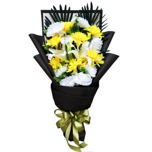 清明节花束祭祀假菊花墓碑花塑料上坟祭奠拉花祭拜扫墓花摆放绢花