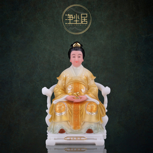 金花教主银花教主神像汉白玉云锦银花娘娘佛像家居桌面工艺品摆件
