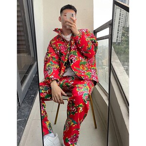 东北大花布衣服男