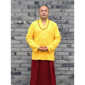 夏季喇嘛短袖薄款衬衣僧衣僧服棉麻短管上衣西藏藏式居士服和尚服