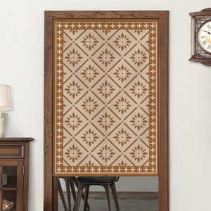 美式格子门帘隔断帘厨房半帘短帘卧室免打孔挂帘家用玄关布艺帘子