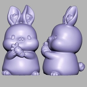 卡通兔子小兔子圆雕图图纸三维立体图雕刻机stl文件3d打印模型089