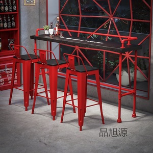 工业风酒吧loft铁艺高脚桌椅组合创意水管风咖啡休闲吧台桌椅组合