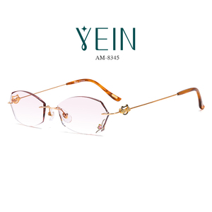 魅影yein官方旗舰店魅影am8345钻石切边眼镜女无框超轻纯钛眼镜架
