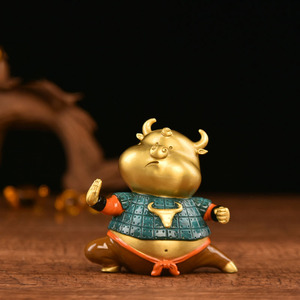 铜牛摆件纯铜牛旗舰店生肖牛卡通牛生日礼物创意礼品富途牛牛公仔