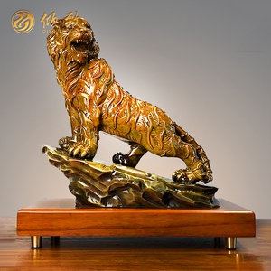 铜老虎摆件纯铜吉祥物十二生肖虎办公室装饰工艺品乔迁开业礼品