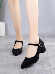 大坪山骆驼老北京布鞋女春新款高跟单鞋黑色上班鞋久站不累脚工作