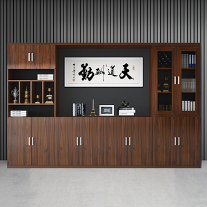 文件柜资料柜木质老板书柜板式玻璃档案储物收纳柜办公室背景柜子