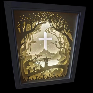 3D立体光影纸雕灯 装饰台灯 LED小夜灯 礼盒装 十字架创意礼物品