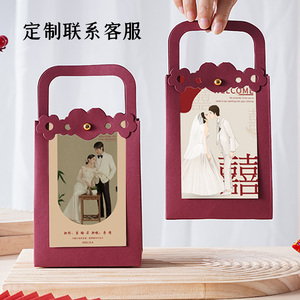 结婚喜糖盒婚礼手提款包装喜糖袋定制结婚照片订婚礼盒纸盒空盒子
