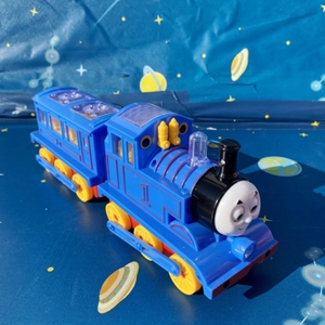 圣诞节儿童男孩益智蓝色大号火车头灯光音乐带车厢绿色火车玩具车