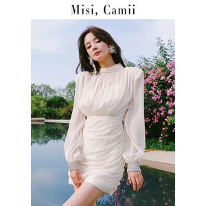 【唐诗逸同款】Misi,Camii2023春夏款新品女装袖口泡泡袖连衣裙