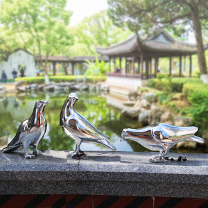 仿真鸽子摆件动物雕塑仿不锈钢铜小鸟燕子户外庭院花园室内装饰品
