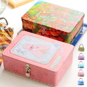 密码盒男钥匙密码收纳箱家用小型收纳铁盒长方形保险盒学生宿