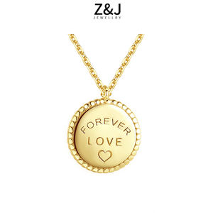 zj轻奢英文字母定制 forever love圆牌项链吊坠女精致高级银饰