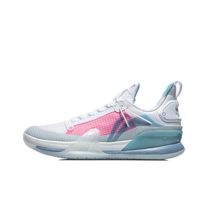 lining 李宁闪击7 premium 透气减震耐磨篮球鞋白蓝粉冰淇凌