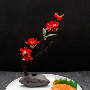 酒店刺身摆盘装饰花草盘饰菜品点缀创意意境摆档装饰品冷菜小摆件