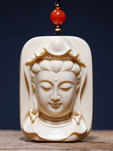 悟仰堂猛犸牙雕纯手工观音吊坠男女款挂件饰品象牙送礼保平安文玩