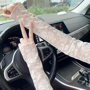 女士开车专用手套夏天防晒袖子女款2024新冰袖带手套冰丝透气宽松
