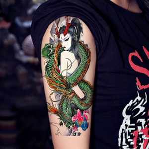 龙姬艺妓般诺纹身贴防水男女持久鲤鱼美女关公赵云大臂仿真刺青龙